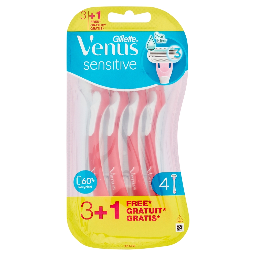 Gillette Rasoio da Donna Usa e Getta Venus Sensitive - 3 Rasoi + 1 Gratis = 4 Rasoi